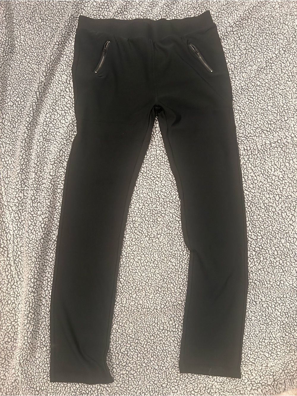 Slim Black Ponte Ankle Pants with Zip Pocket Detail